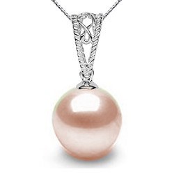 Pendentif Or 9k avec perle d'Akoya 9-9,5 mm blanche AAA 