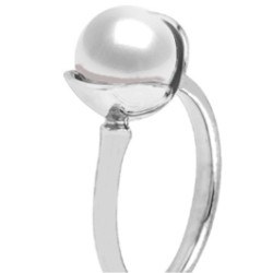 Bague en Argent 925 avec perle d'eau douce blanche de 10-11 mm AAA T52