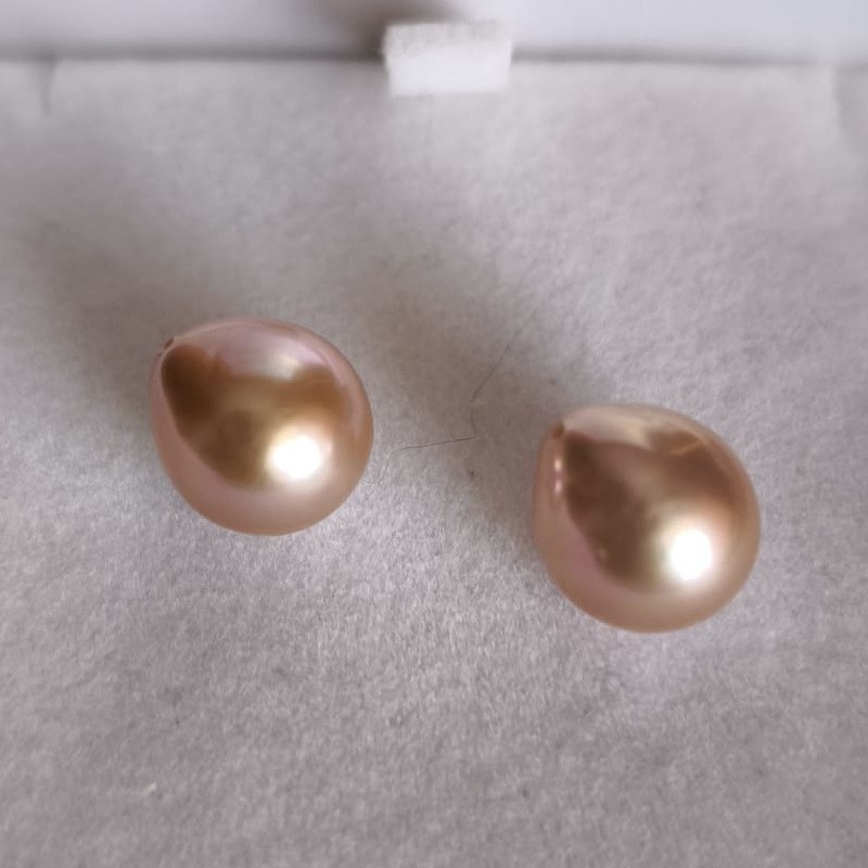 Paire de perles Edison de 11 mm lavande rosé en forme de goutte (drop)