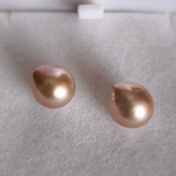 Paire de perles Edison de 11 mm lavande rosé en forme de goutte (drop)