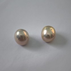 Paire de Perles Edison d'eau douce pêche doré 11 mm un coté plat pour boucles d'oreilles aux lobes