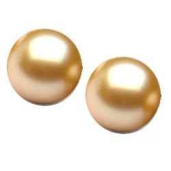 Paire de Perles d'Akoya dorées semi percées 6,5-7 mm AAA