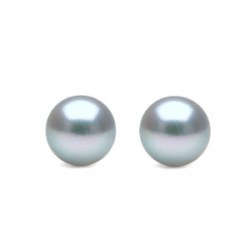 Paire de Perles de culture d'Akoya bleues argentées 7-7,5 mm AAA