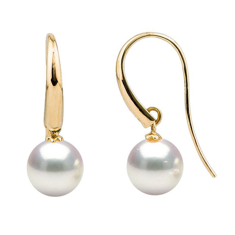 UNE SEULE Boucle d'Oreille Or 18k Perle de culture d'Eau Douce 8-9 mm AAA