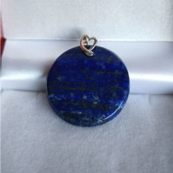 Pendentif Pierre Lapislazuli Afghanistan de 35 mm avec bélière en Argent 925