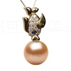 Pendentif Poisson Or 18 carats avec Diamants et Perle Doucehadama