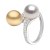 Bague Toi&Moi Or 18k Diamants perle dorée Philippine et perle blanche d'Australie 9-10 mm AAA
