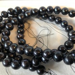 Rang 40 cm non monté de perles de culture d'eau douce noires 9,5-10,5 mm AA+
