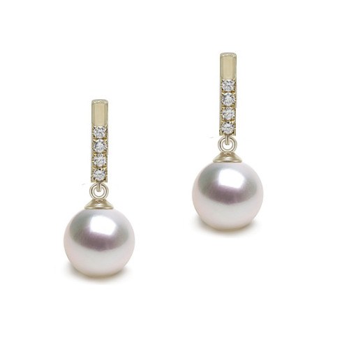 Boucles d'Oreilles Or 18k Diamants Perles d'Eau Douce DOUCEHADAMA
