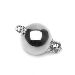 Fermoir boule Or gris 18 carats lisse de 8 mm