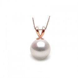 Pendentif Or Rose 18 carats avec perle de culture d'Akoya blanche AAA