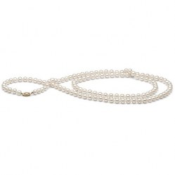 Collier Sautoir 130 cm de perles de culture Akoya 6,5 à 7 mm blanches