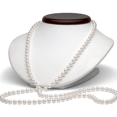 Collier 90 cm de perles Akoya 6,5 à 7 mm blanches
