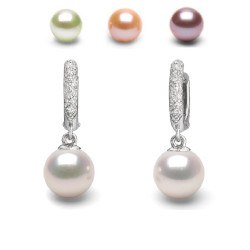 Boucles d'Oreilles Argent 925, Diamants et Perles d'Eau Douce DOUCEHADAMA