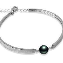 Bracelet en Argent 925 perle de culture de Tahiti AAA