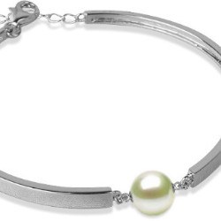 Bracelet en Argent 925 et perle d'Akoya blanche AAA