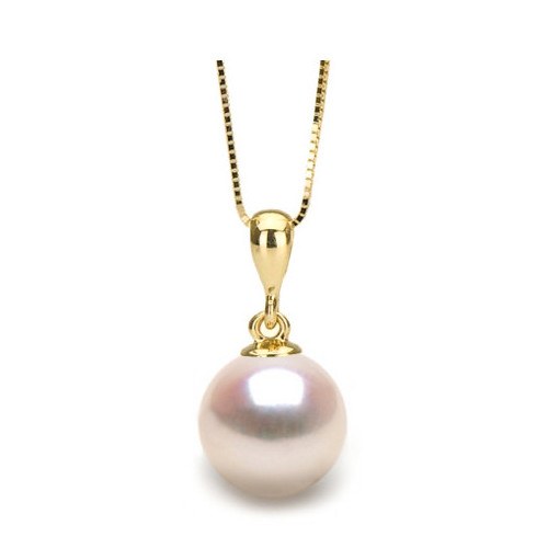 Pendentif Or 18k, Perle d'Akoya blanche AAA