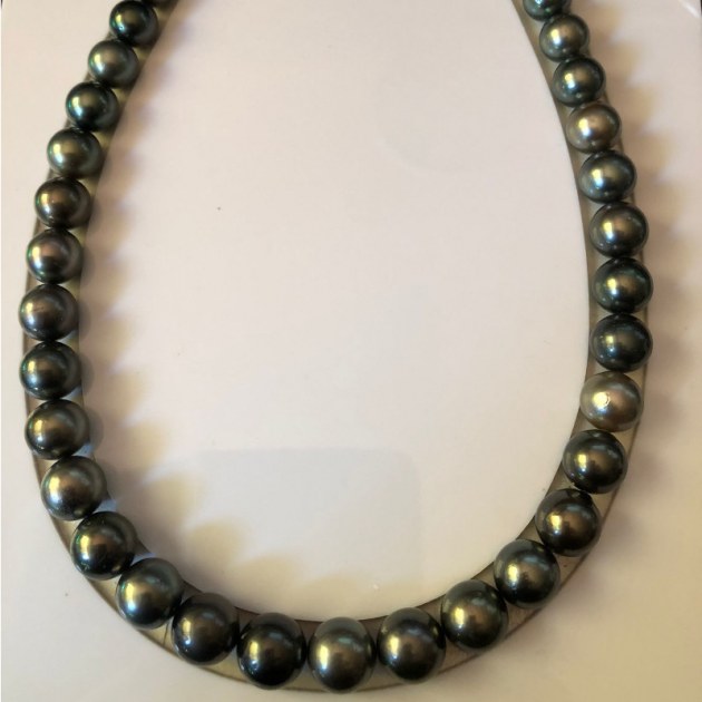 Collier Artisan Perles Tahiti, Eau Douce, Agate, Onyx Et Quartz - Longueur 46 Cm - Occasion