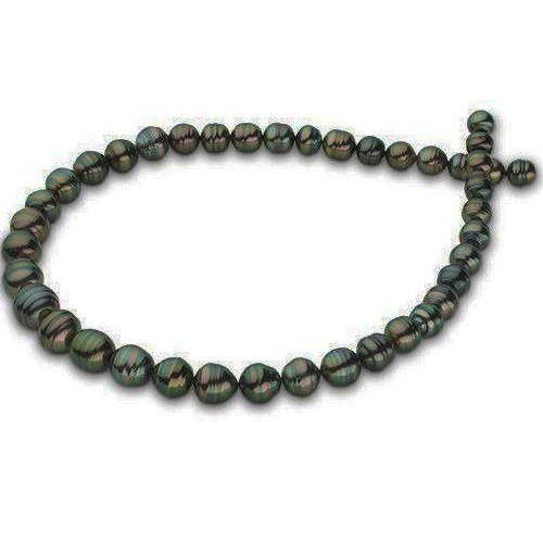 Collier 43 cm de perles Baroques de Tahiti, 9 à 10,8 mm cerclées