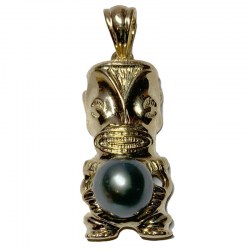 Pendentif Tiki 9,26 grs Or 18k - Perle de culture de Tahiti