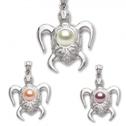 Pendentif Tortue Argent 925 avec perle d'Eau Douce de qualité DOUCEHADAMA