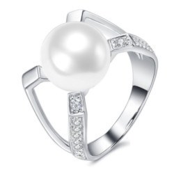 Bague Argent 925 et zirconiums avec perle d'Akoya 9-9,5 mm AAA